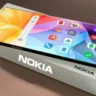 Nokia X500 smartphone in its retail packaging with the display on.