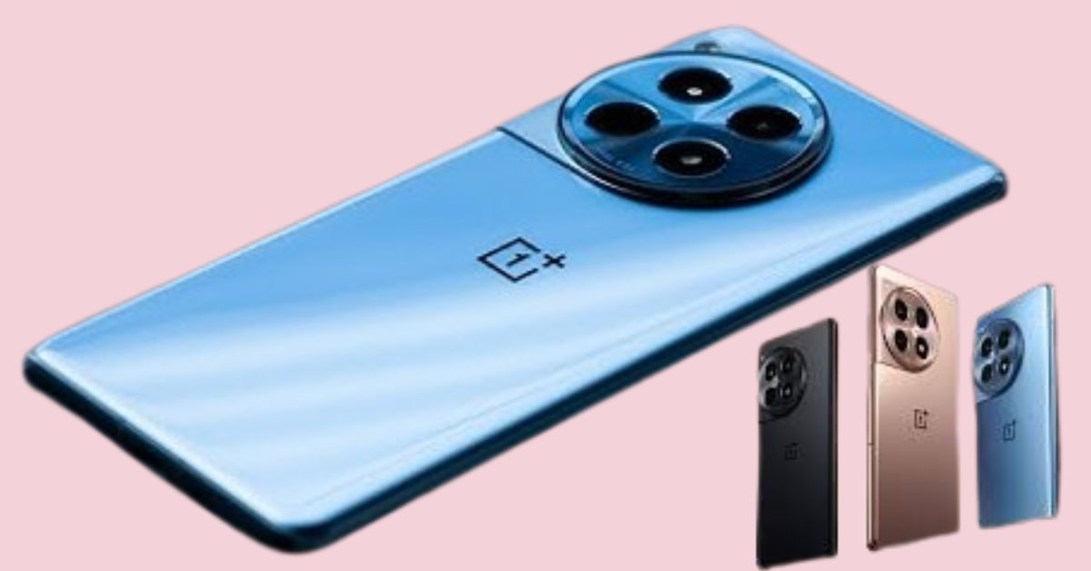 OnePlus Ace 3 Pro smartphone with a circular camera module and various color options.